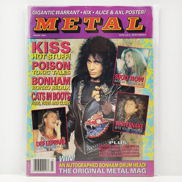 Metal Magazine KISS Zakk Wylde Poison Skid Row, Alice Cooper Axl Poster Mar 1990 - Picture 1 of 11